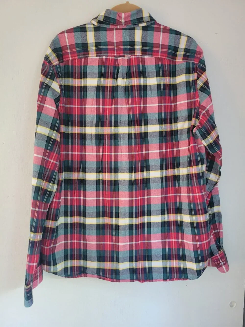 J.Crew Oxford Plaid Button Down Shirt Men's Tartan Red Green Cotton sz L